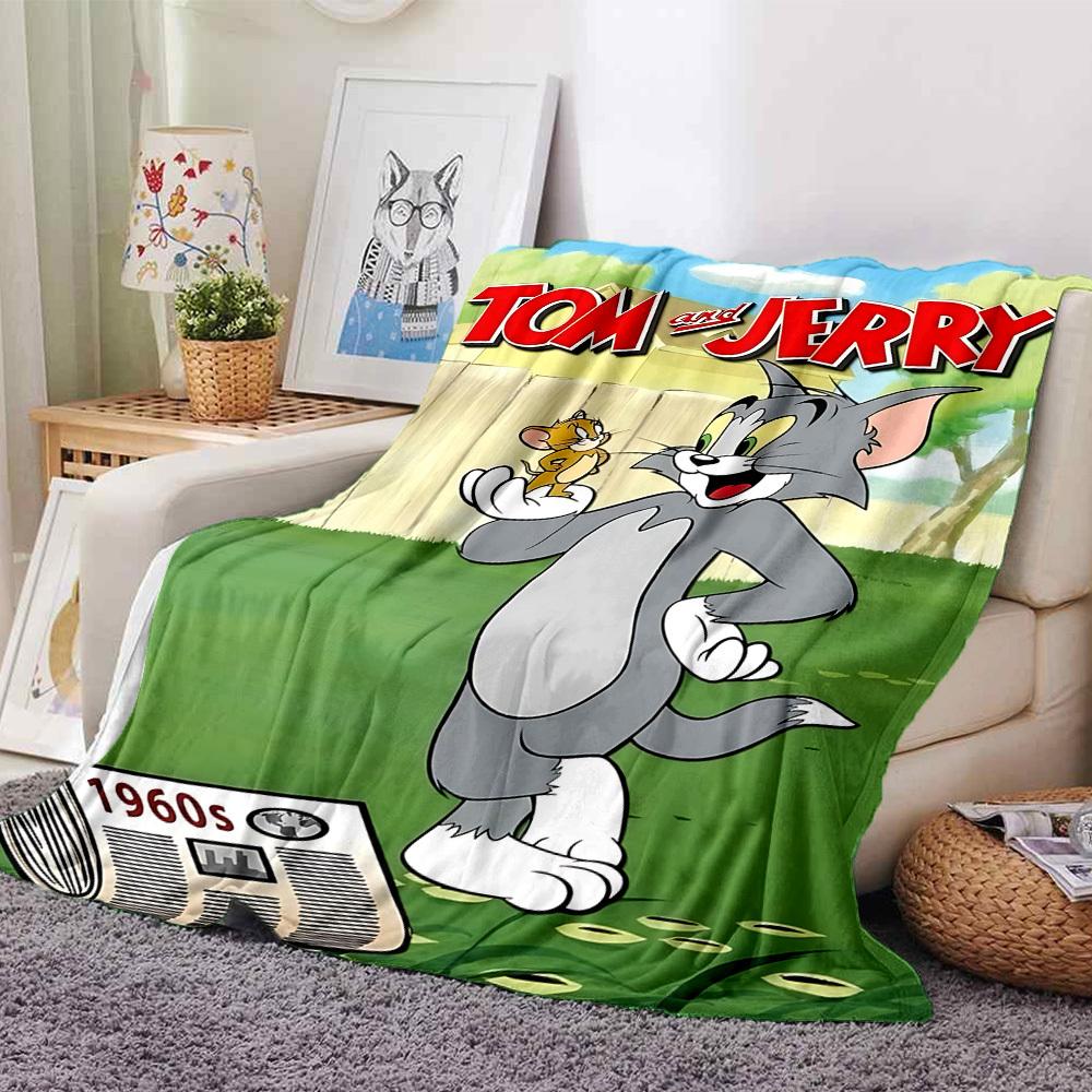 1pc Tom and Jerry Flannel Blanket Soft Warm Throw for Home, Office, Travel, All-Season Cozy Bedding Gift L1438