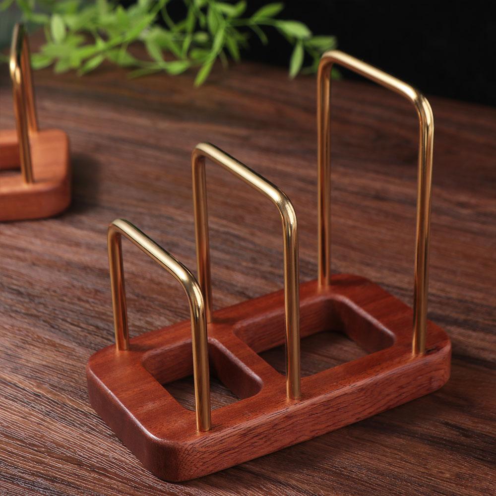 Stable Cutting Board Storage Rack Wood Base Wood Metal Cookware Holder Pots Pan Lids Rack  Kitchen