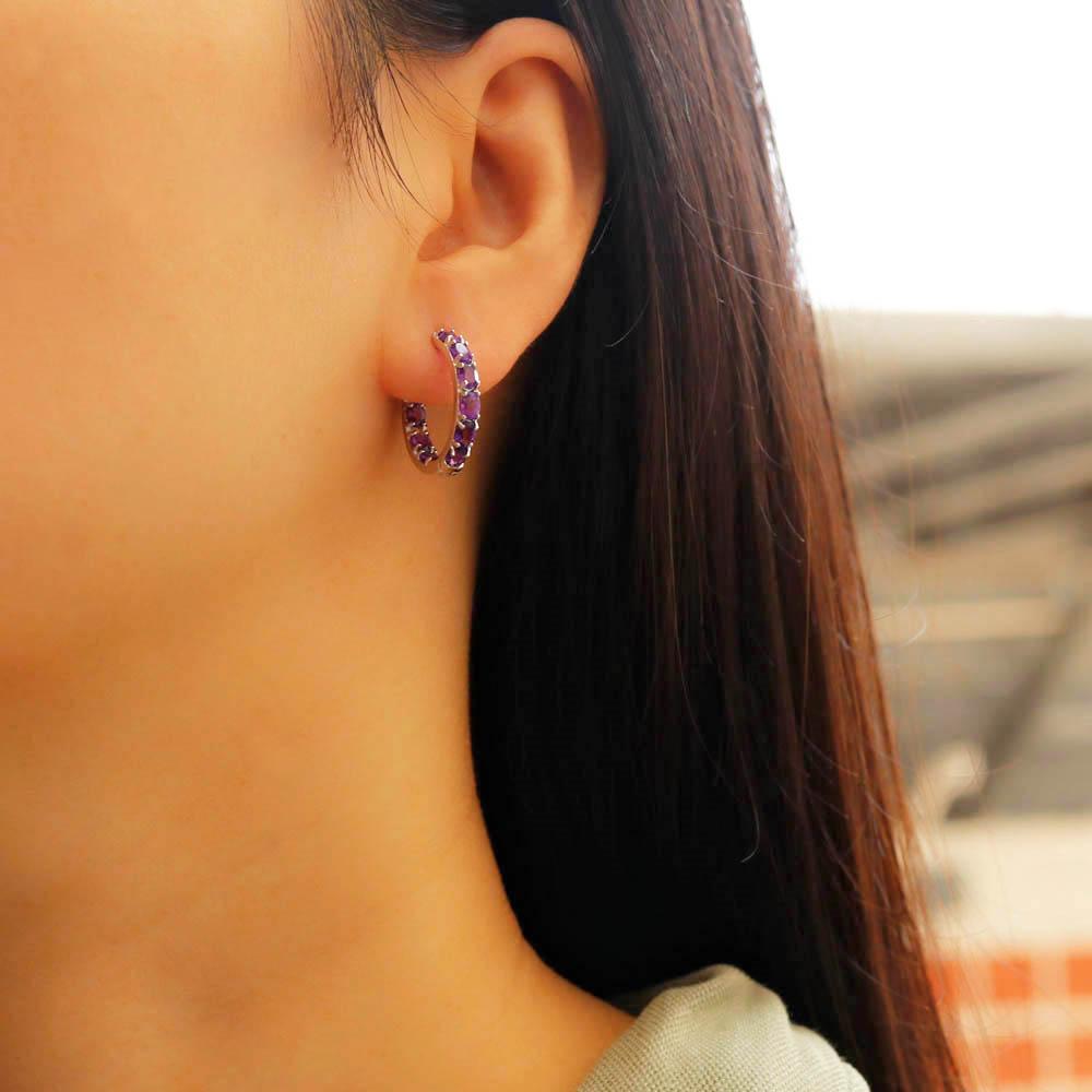 Bolaijewelry Серьги из натурального африканского аметиста овальной формы 3*4 мм, стерлинговое серебро 925 пробы, изысканные ювелирные изделия для женщин, жены, дизайн, подарок на годовщину вечеринки