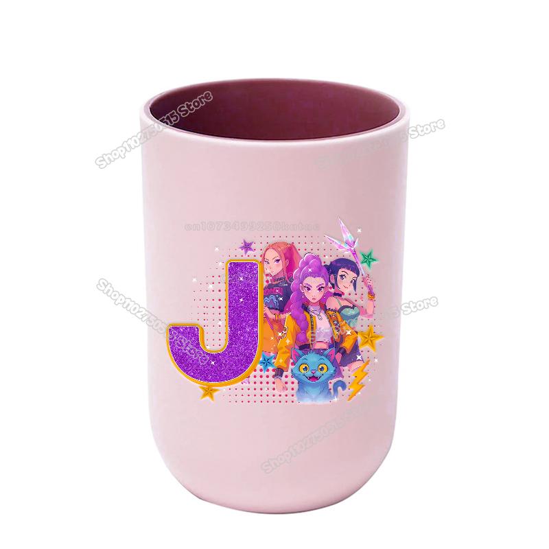 KPop Demon Hunters Letter A-Z Kids Toothbrush Cup Rumi Mira Zoey Girl Washing Mouth Mugs Water Cup Bathroom Toothbrush Holder