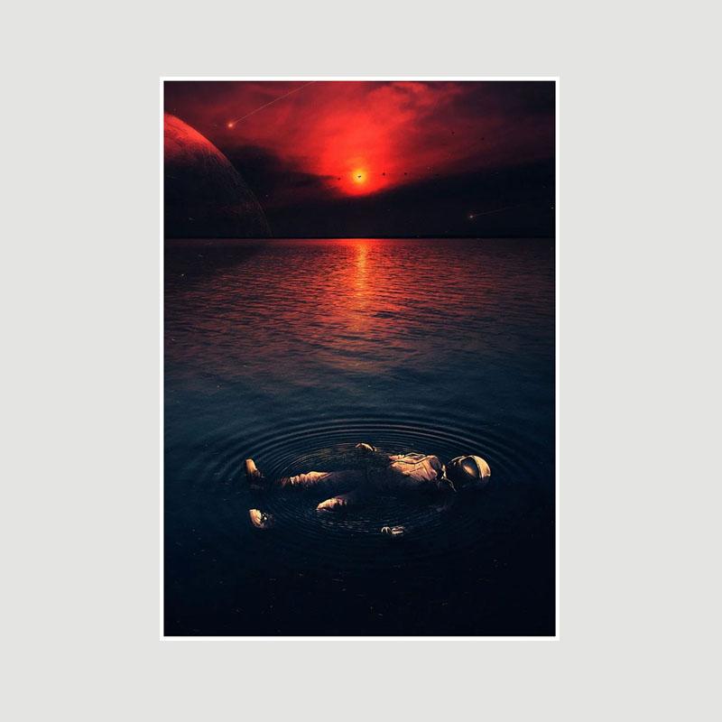 Astronaut Space Dreaming Poster Aesthetic White Paper Posters and Prints Wall Art Pictures for Living Room Bar Decoration Painting Home Decor