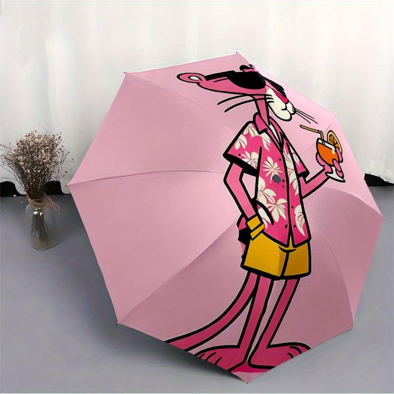 1PC Hawaiian Shirt Pink Panther Auto Open/Close Umbrella - Compact Travel Umbrella, 8-Rib Heavy-Duty Construction, Ideal Gift a0828158
