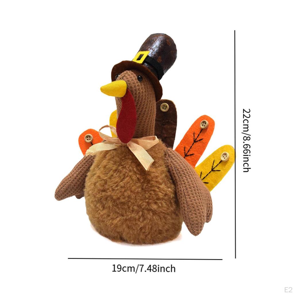 Plush Turkey Decoration Thanksgiving Decor Soft Cute Doll Ornament Stuffed Toy for
