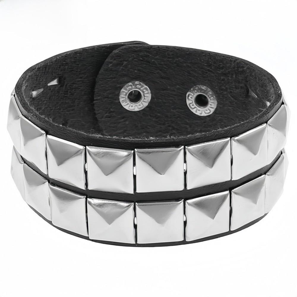 Pu Leather Studded Bracelet Goth Cuff Bangle New Black Wristband Unisex Jewelry