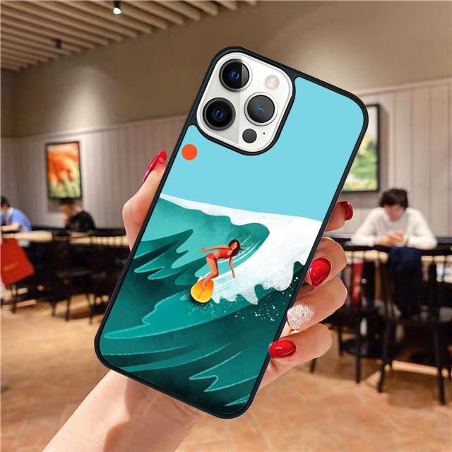 Пляж Surfinga Чехол для телефона с доской для серфинга и волной Для iPhone 17 Air 16 15 14 Plus apple 16 11 12 13 Pro Max coque