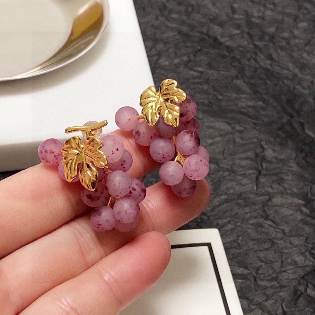 Очень большие серьги в форме фиолетового винограда, изысканное и милое девичье сердце, уникальный дизайн, фотография, повседневная одежда, необходимый новый стиль