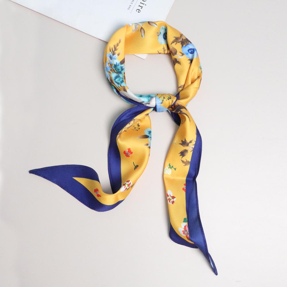Spring new French literary and artistic simulation silk rhombus scarf imitation fragrant cloud yarn silk scarf women's French elegant small floating b