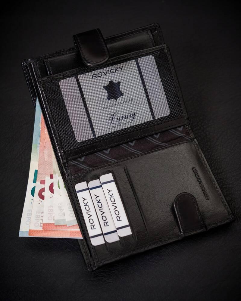 Skórzany męski klasyczny portfel z RFID od Rovicky