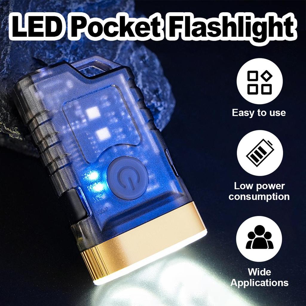 Multifunction Dimming Flashlight Keychain Waterproof Usb Leb Rechargeable With Magnet Clip On For Runners Pocket Portable Bright