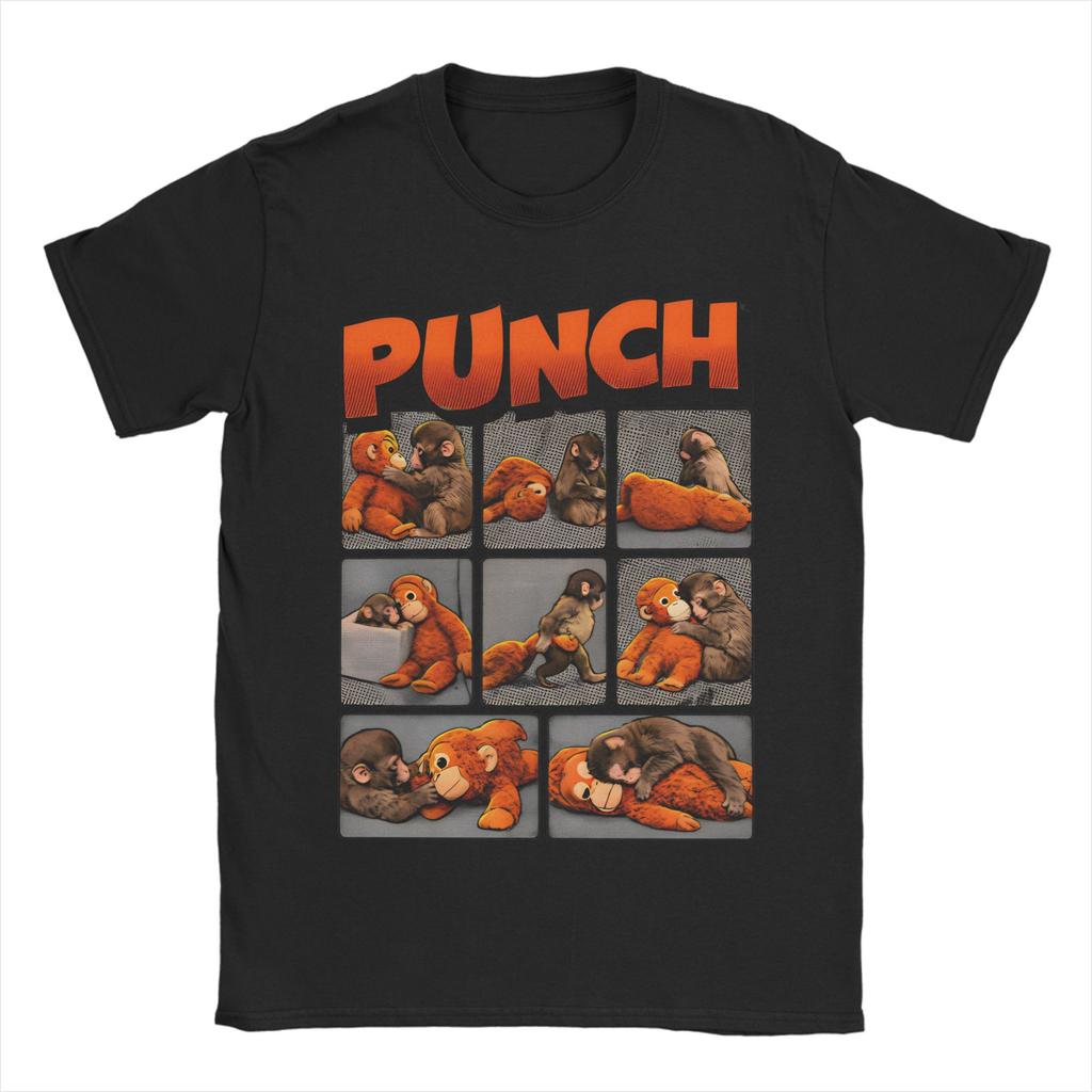 Punch Monkey But Why T Shirt for Unisex Women Cotton Amazing TShirts Round Neck Tee Shirt Short Sleeve Tops Big Size