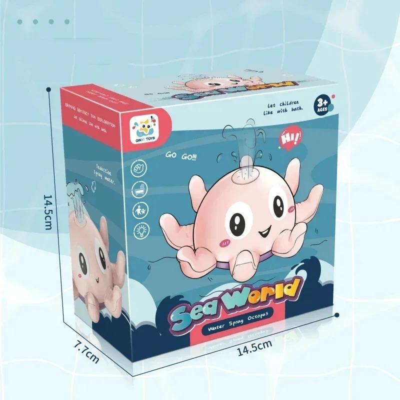 Игрушка-осьминог для ванны со светодиодной подсветкой и музыкой - Автоматический распылитель воды, без Бисфенола А, игрушка для купания малышей (Подарок для бассейна)