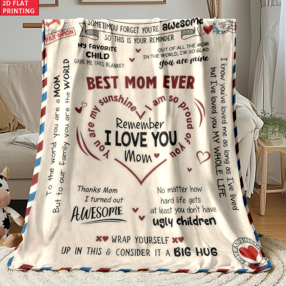 To My Mom Print Flannel Blanket,Purple Rose Butterfly Warm Throw Blanket, Mother's Day Gift from Daughter, Cozy Bed Sofa Blanket