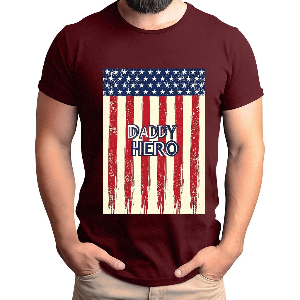 Мужская футболка с принтом флага ко Дню отца, мужской свободный повседневный топ с коротким рукавом