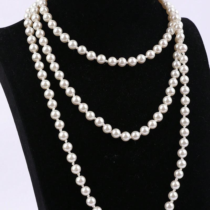 1pc Ladies Multi-Strand Pearl Beaded Knotted Necklace, Pearl White, Elegant Style for Vacation, Casual, Party