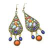 Ethnic Style Vintage Bronze Color with Bohemian Colorful Beads Water Drop Earrings for Women