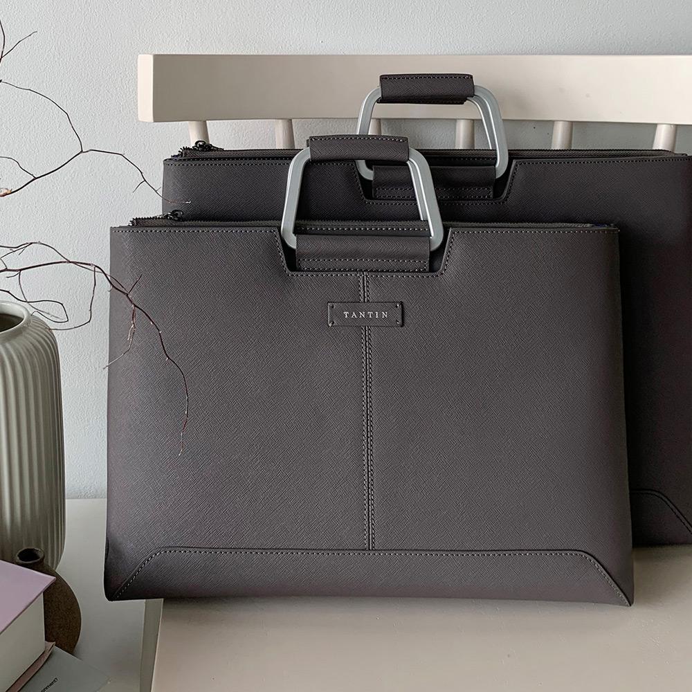 Tantin Taylor Men'S Leather Briefcase T11003 Grey / Medium