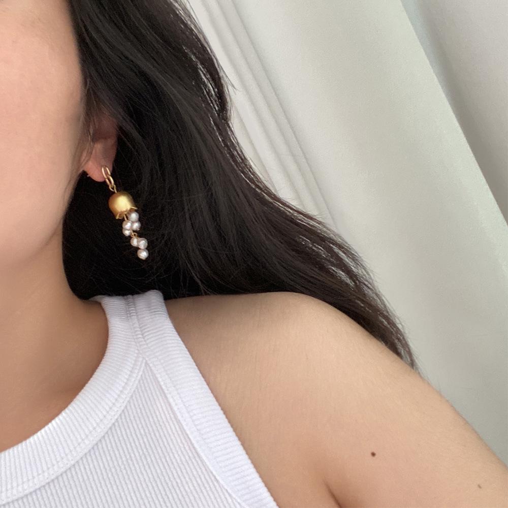 Французские ретро серьги «Ландыши» с пресноводным жемчугом - Винтажное серебро высокого класса