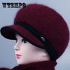Популярные женские вязаные шапки с кроличьим мехом, повседневные однотонные осенние зимние шапки для девочек, женские шапки с капюшоном