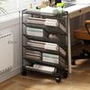 Large Bookshelf Library Cart Mobile Book Storage Shelf Metal Bookcase Holder Office Desk Document Storage Rack Kidroom Organizer