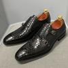 Fashion Men's Loafers Leather Shoes Double-breasted Python Pattern Men's Casual Shoes Formal Wear Office Business Leather Men's Shoes