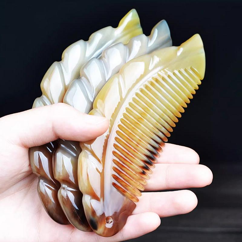 Ручная работа Натуральный гребень из рога яка Парикмахерская расческа с мелкими зубьями Антистатическая массажная щетка для выпрямления и завивки сухих и влажных волос