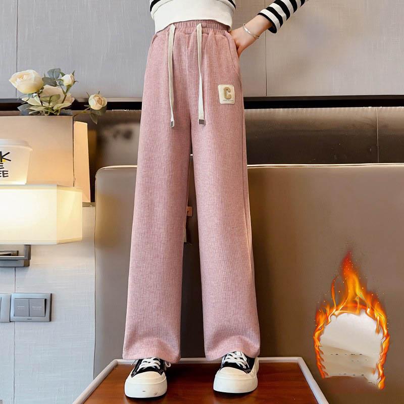 Зимняя мода Детские вельветовые брюки Теплые брюки на флисовой подкладке Для девочек-подростков Для маленьких детей Свободные брюки Подростковая одежда 4-16 лет