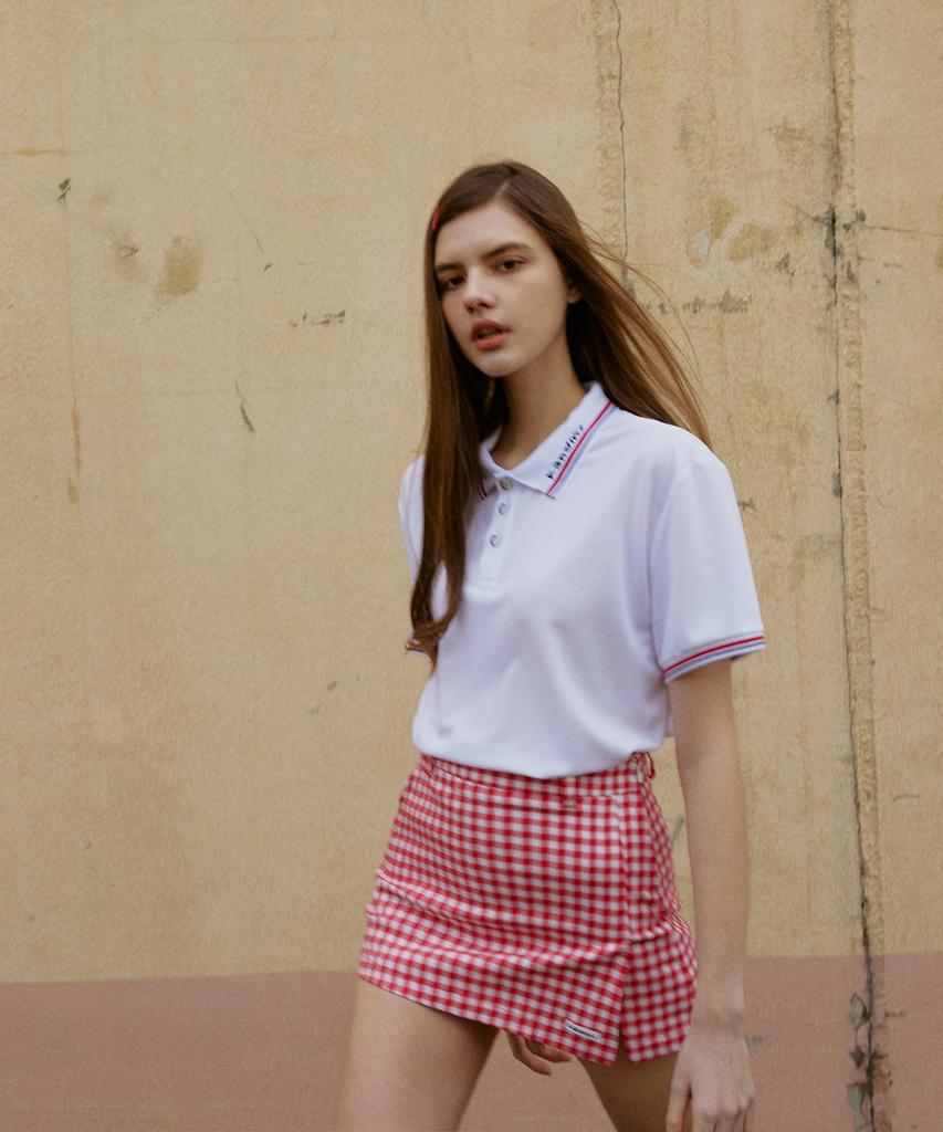 KANDINI White Jacquard Logo Polo Shirt