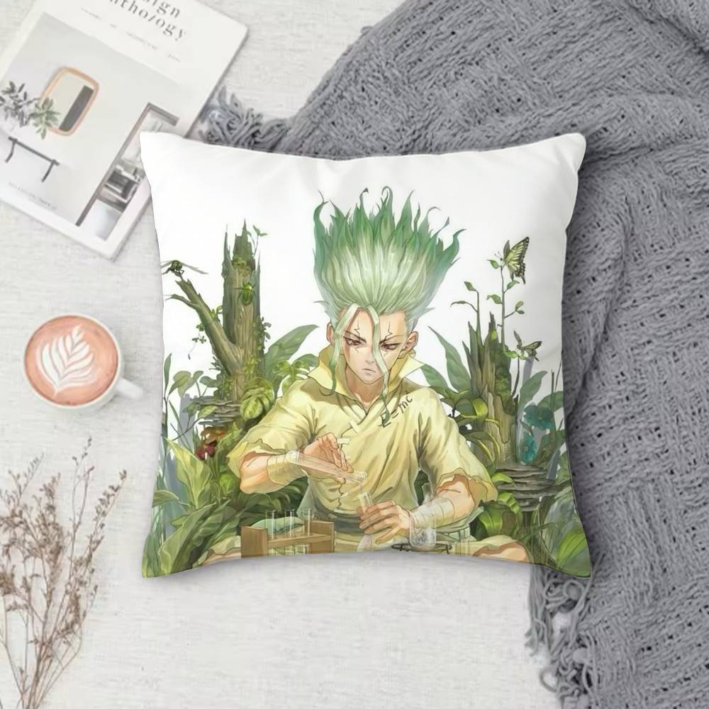 D-Dr. Stone Double-Sided Printed Square Pillow Cover Decorative Cushion Cover For Sofa Bedroom Bedside