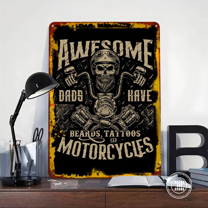 Awesome Dads Motorcycles Tinplate Poster Customized Wall Art Vintage Retro Metal Signs for Coffee Bar Accessories Room Ornaments