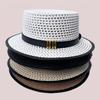 Summer new breathable flat top straw hat women's outdoor sunshade sun protection hat vacation seaside trip beach hat