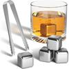 6pcs/set Stainless Steel Reusable Ice Cubes Chilling Stones with Tongs Whiskey Stones Drink Coolers for Wine JT999
