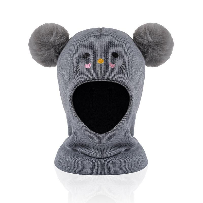 Children's Embroidered Cartoon Cat Hat Knitted Warm Baby Hat Autumn Winter Infant Boys and Girls Baby Yarn Hat