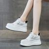 Fashion 8cm Genuine Leather Platform Wedge Shoes Chunky Sneaker White Casual Shoes Comfortable Breathable Spring Autumn Winter Shoes