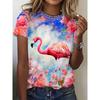Женская футболка Animal Tie Dye Casual Short Sleeve Round Chew Regular Tops Daily Print Pink Summer