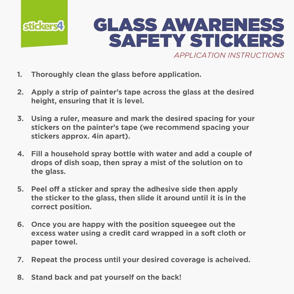 24 x Etched Glass Safety Windows Stickers - 2 inch Round Awareness Decals for Sliding Doors, Glass Panels, Balconies, Shower Door and Partitions