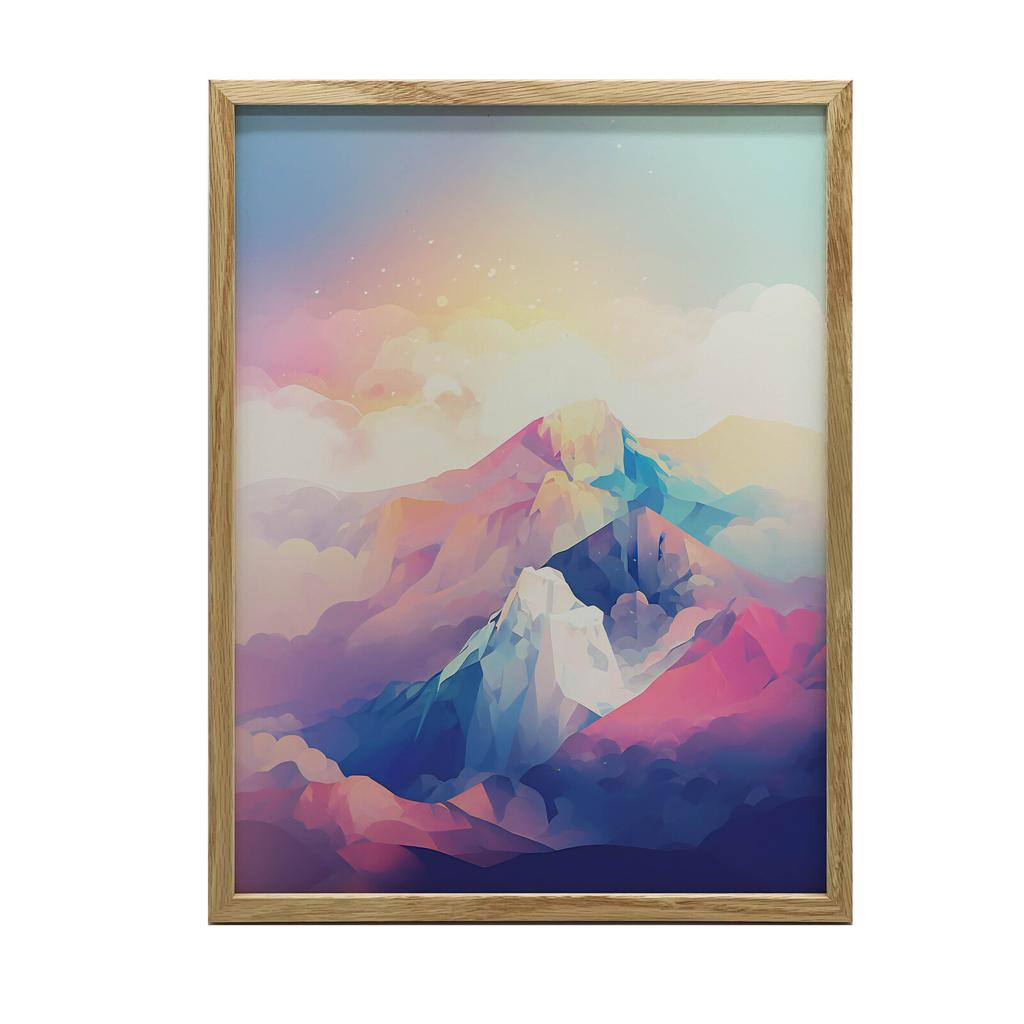 Pastelowe Górskie Marzenie Pastelowe Górskie Marzenie, 50X70 Cm, Rama Drewniana Jasny Dąb, Papier Matowy 230 Gsm
