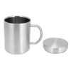 Stainless Steel Mug with Handle Lid DoubleLayer Heat Insulation Cup Beer Mug For Home Summer(L