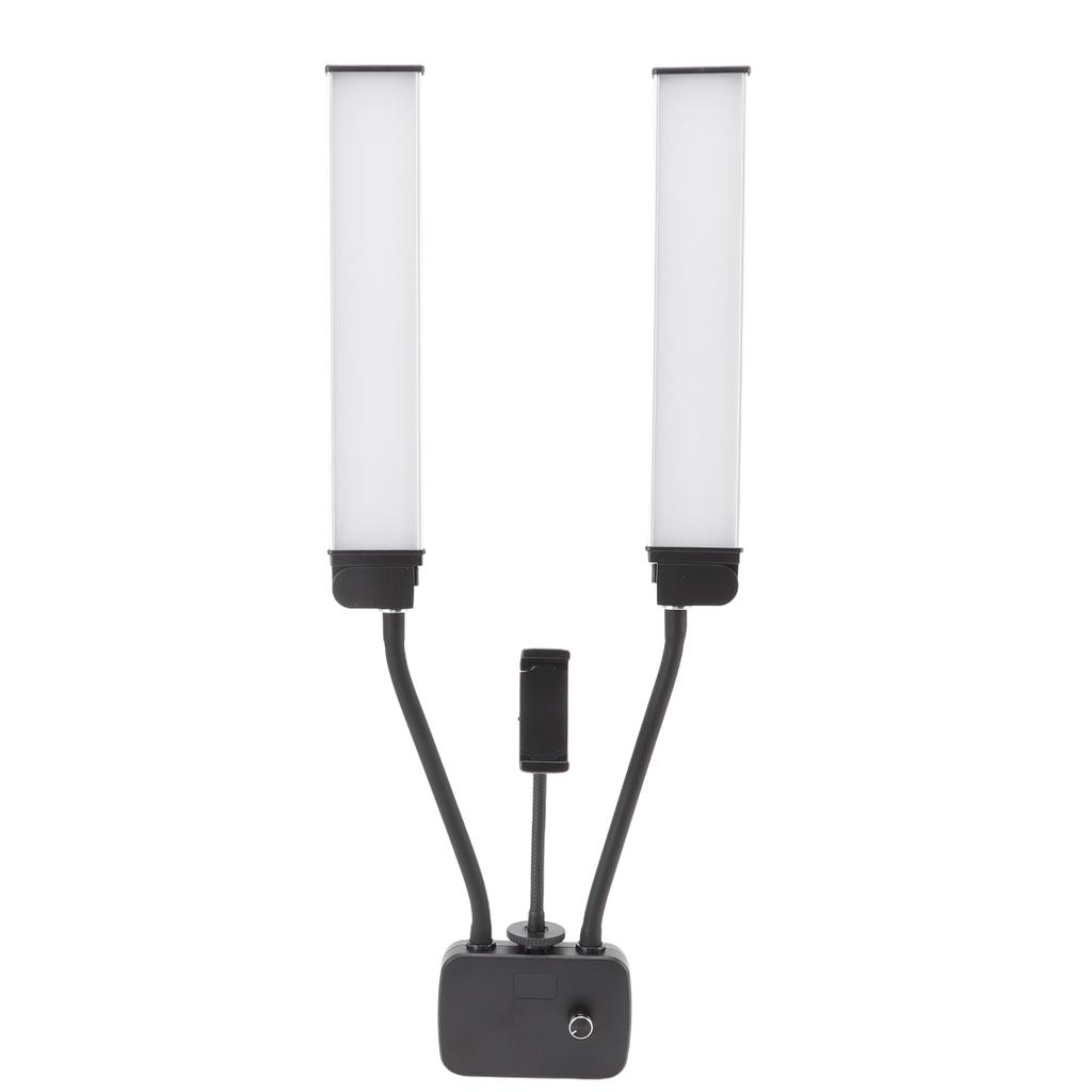 Светодиодный заполняющий свет 3200K до 5600K с двумя держателями, регулируемая яркость, USB с держателем для телефона, видео