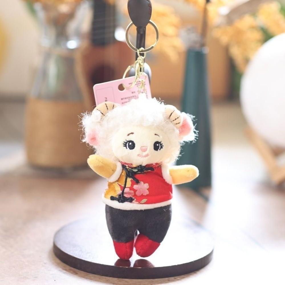 Ethnic Style Mini Sheep Plush Keychain Sheep Soft Lamb Doll Ornament Sheep Plush Pendant Kids Gift