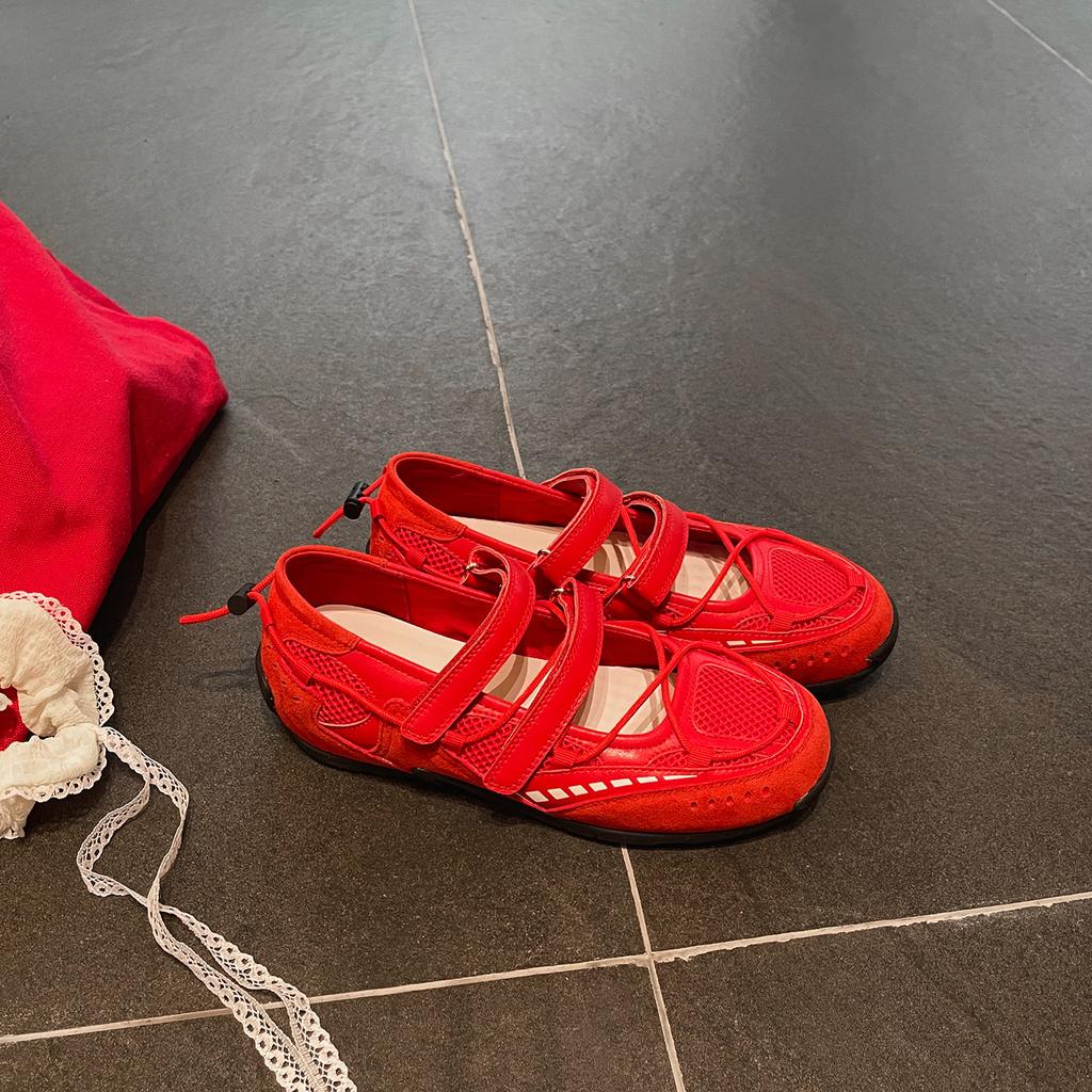 Функциональные балетки Мэри Джейн женские туфли 2025 лето новая сетчатая дышащая ретро повседневная спортивная обувь с мелким вырезом одинарные туфли