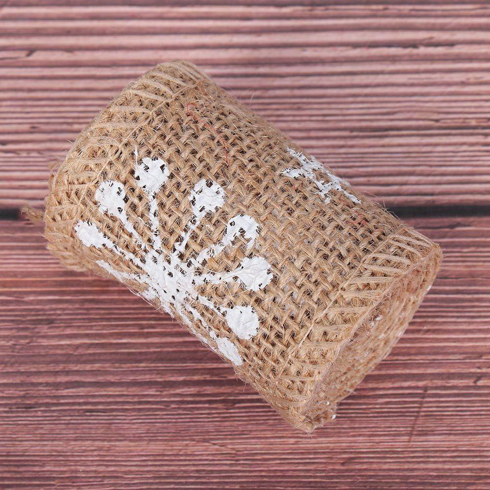 Craft Rustic Vintage Merry Christmas Wedding Snowflake Sisal Trim Snowflake Lace Ribbon Jute Burlap