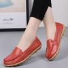 2024 Spring Women Round Toe Shallow Flat Shoes Leather Breathable Moccasins Women Boat Shoes Ballerina Ladies Casual Shoes 34-44