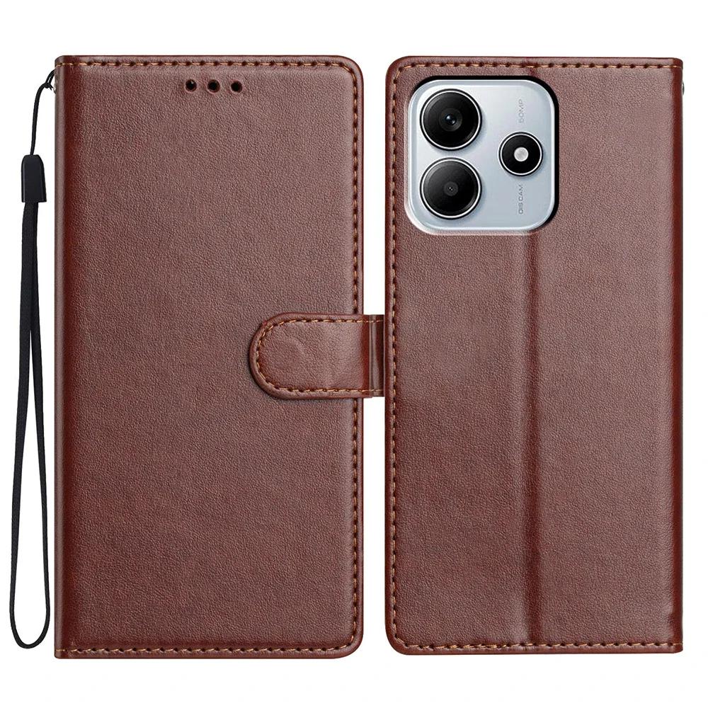 Card Holder Case on For Honor 90 50 Lite X5B Plus X6A X7B X8A X9C Shockproof Flip Cover Solid Color Leather Phone Case Strap
