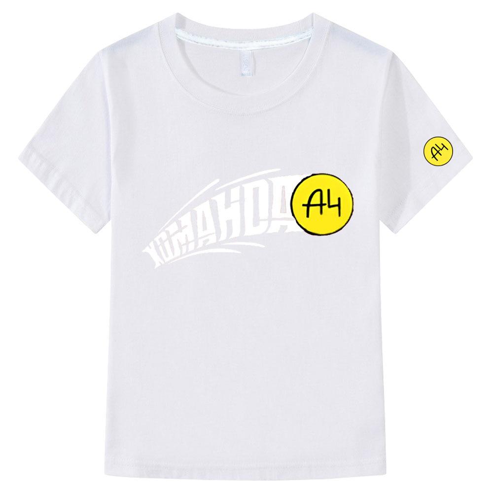 Детская футболка Merch A4 с героями мультфильмов, новая летняя футболка с короткими рукавами для мальчиков и девочек, футболка Vlad A4 с бумажным принтом, детская одежда, топы, футболки