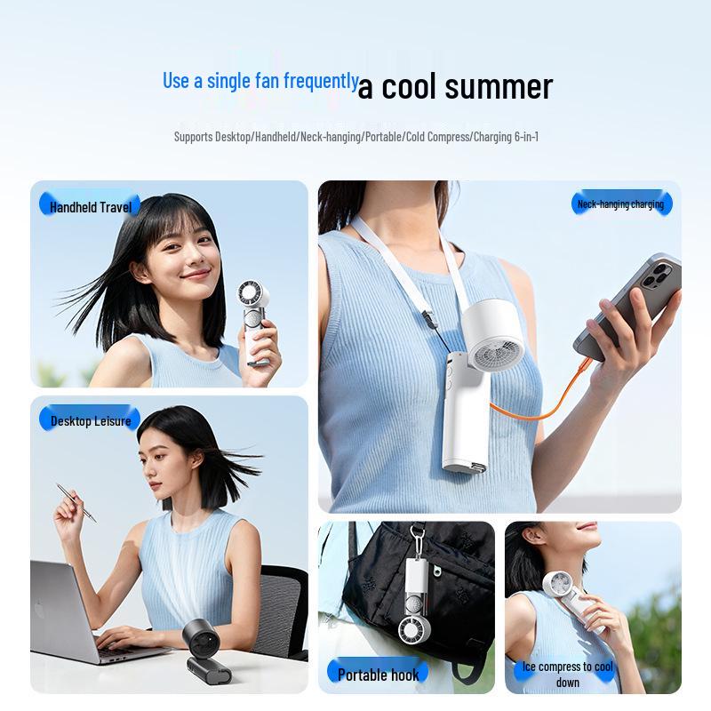 2026 Portable High-Speed Fan with Power Bank & Digital Display - Handheld Cooling with Adjustable Speeds