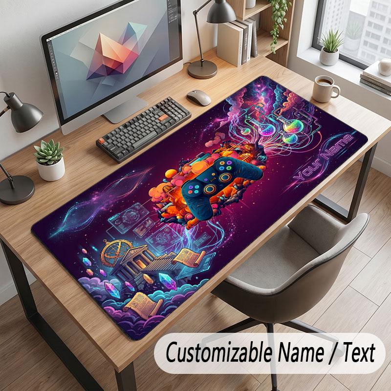 Game Controller Theme Customized Mouse Pad Personalized Print Name Text Desk Mat For Home Office Table Decor