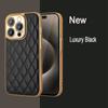 Luxury 3D Diamond Pattern Plating Leather Cases For iPhone 15 Pro Max 14 11 12 13 Shockproof Bumper Hard Lens Protection Cover