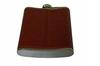 Gentelo Brown Leather Hip Flask with Metal Strap 210 ml