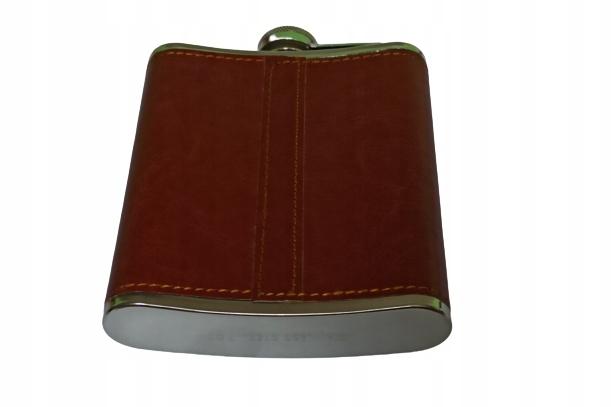 Gentelo Brown Leather Hip Flask with Metal Strap 210 ml