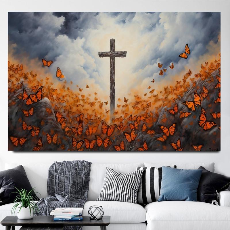 Абстрактный Христианский Иисус Крест Красочная Масляная Живопись Напечатанная на Холсте Райский Сад Религиозные Постеры для Декора Гостиной